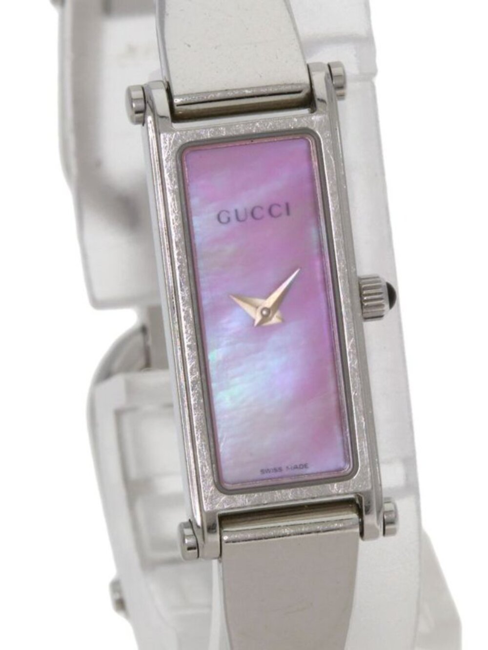 Gucci Square Face Bangle Pink Shell Watch SS - Picture 4 of 15
